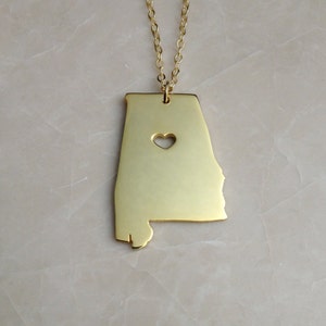 AL Zustand Charme Halskette Zustand, Alabama Zustand Halskette, förmige Halskette Personalisierte Zustand Halskette Roségold Zustand Halskette mit einem Herz