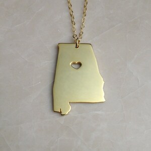 Alabama Zustand Halskette AL Zustand Charme-Halskette Zustand geformte Halskette Personalisierte Zustand Halskette 18k Gold Zustand Halskette mit einem Herz
