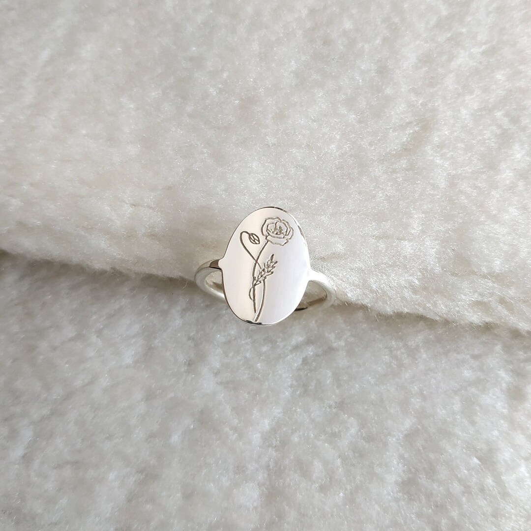 Custom Birth Flower Ring,personalized Minimalist Ring,birth Month ...