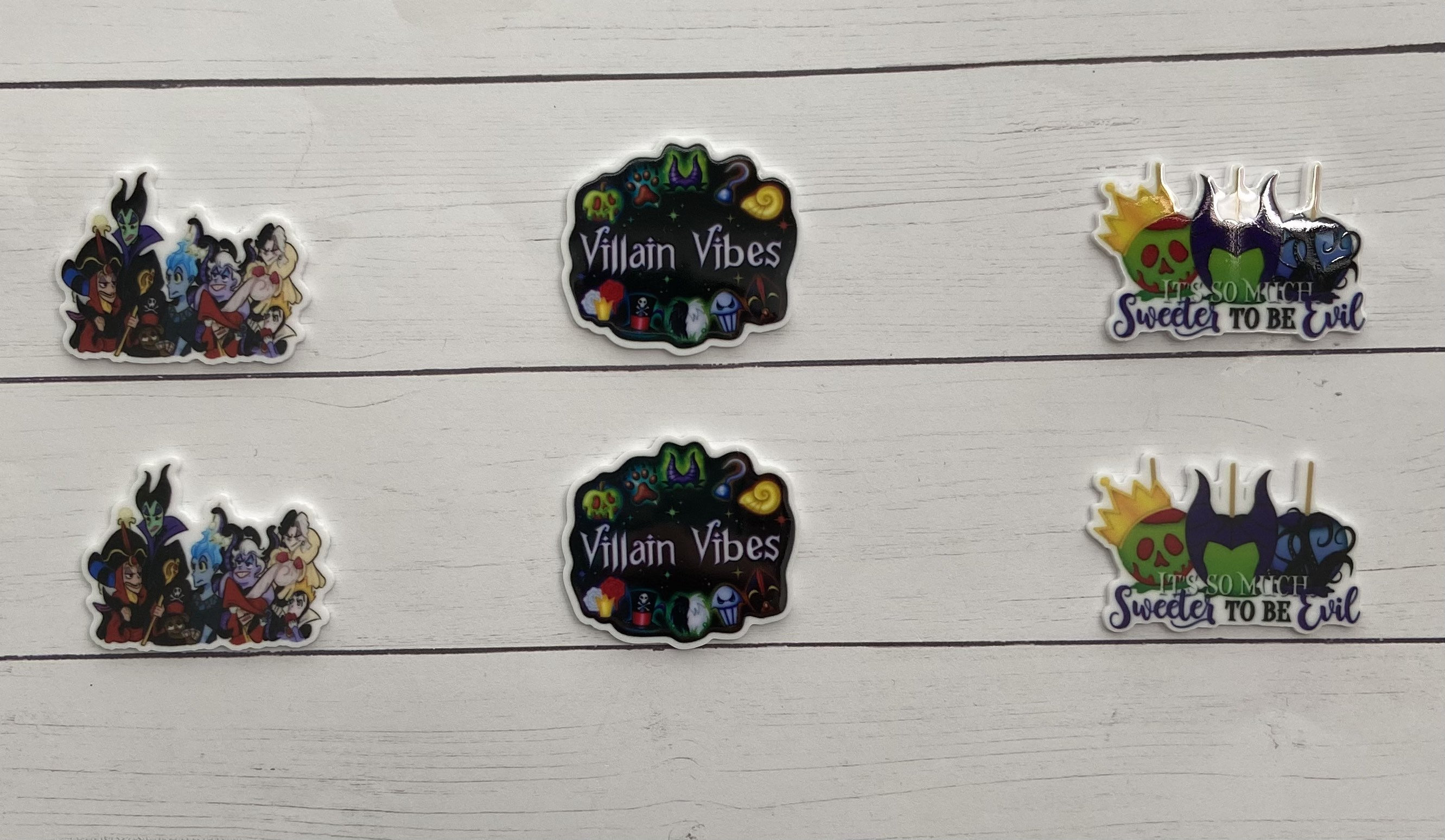 Set of Two Villain Flat Back Resin Embellishments Flatbacks