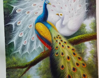 High quality handpainted peacock oil painting reproduction for valentine&#39;s day gift  home decor wall art