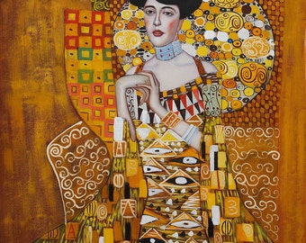 handpainted portrait of Adele Bloch-Bauer I - Gustav Klimt Oil Painting Reproduction for home decor wall art or gift