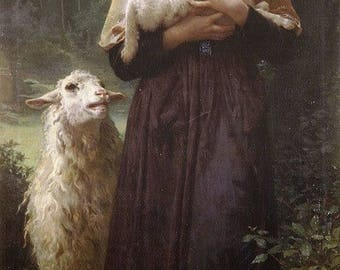 william-adolphe-bouguereau Girl With Sheep high quality hand-painted oil painting reproduction for child art or child room deccor or gift