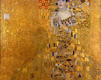 ręcznie malowany czystym złotym proszkiem reprodukcja obrazu olejnego Gustav Klimt Gustav klimt Portret Adele Bloch-Bauer I na prezent dekoracyjny do domu