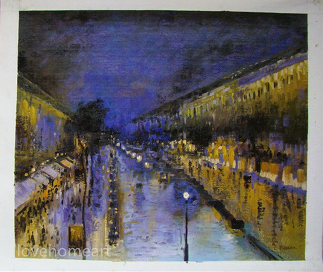 The Boulevard Montmartre at Night Camille Pissarro High Quality Handpainted Oil Painting