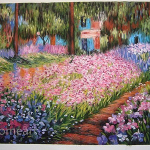 Claude Monet Irises in the Monet's Garden at Giverny Hand-painted Oil ...