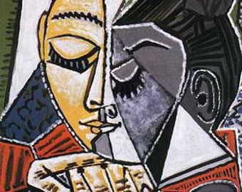 パブロ・ピカソ作「ドラ・マールの肖像」（1937年）、手描きの油絵複製