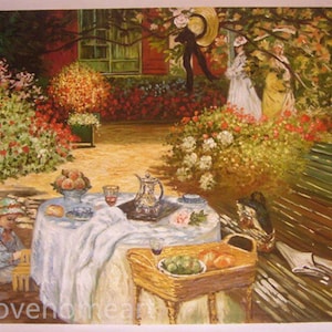 hand painted The Luncheon, Monet&#39;s Garden at Argenteuil - Claude Monet 100% hand-painted oil painting reproduction for room decor or gift