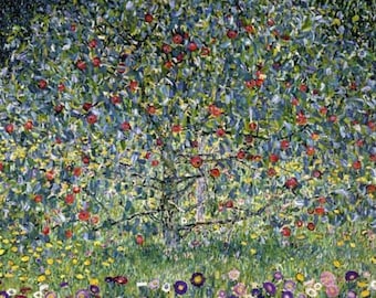 100% handgemalter Apfelbaum I - Gustav Klimt Gemälde Reproduktion - hochwertiges handgemaltes Öl auf Leinwand für Wohnkultur Wandkunst