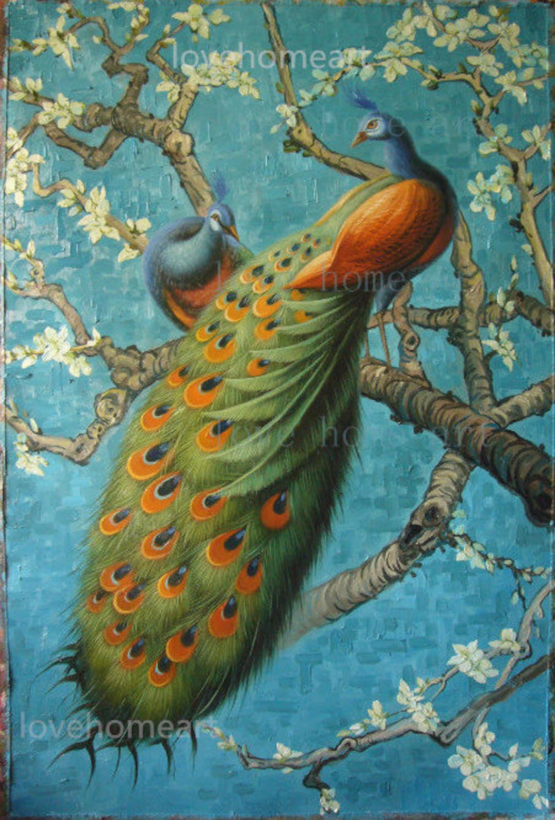 Original Oil Painting Peacock Oil Painting on Canvas for Home Decor