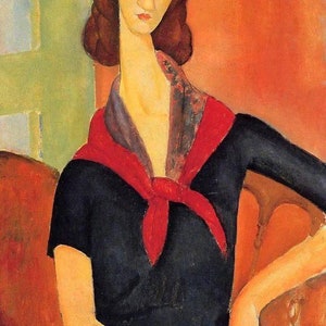 Retrato de Jeanne Hébuterne,1919 - Amedeo Modigliani reproducción de pintura al óleo pintada a mano de alta calidad para la decoración de la pared arte de la pared o regalo