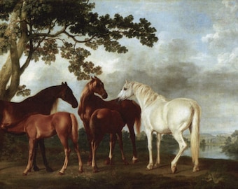 100% handpainted Horses by George Stubbs oil painting reproduction on canvas for home decor wall art