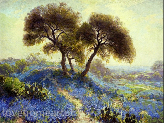 Late Afternoon North of .. by Onderdonk Giclee Canvas Print Repro Bluebonnets