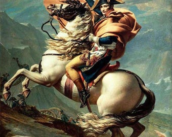 Riproduzione di alta qualità del dipinto a olio su tela &quot;Napoleone che attraversa le Alpi&quot; di Jacques Louis David, dipinto a mano per la decorazione dell&#39;ufficio.