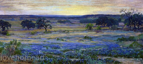 Handpainted Julian Onderdonk Bluebonnets At Dusk Texas Etsy