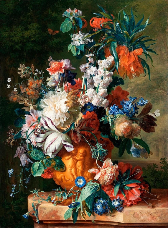 Handpainted Classical Flower Bouquet of Flowers in an Urn by | Etsy