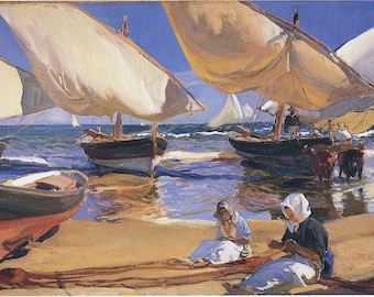 On the Beach at Valencia - Joaquin Sorolla y Bastida  oil painting reproduction for room decor or gift