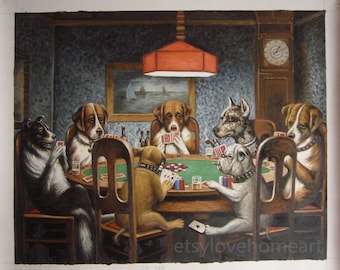 High quality handpainted  a friend in need by Cassius Marcellus Coolidge dogs playing poker painting reproduction for decor or friend gift