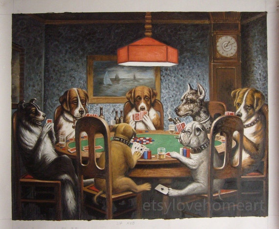 High quality handpainted a friend in need by Cassius Marcellus Coolidge dogs playing poker painting reproduction for decor or friend gift