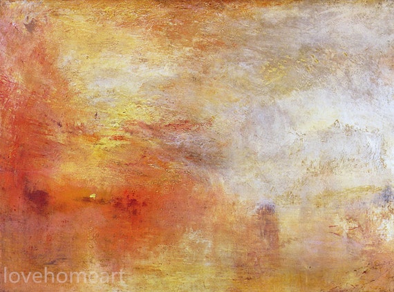 Joseph Mallord William Turner Paintings Sun Setting over a Lake 1840  hand-painted oil painting reproduction for room decor or office decor