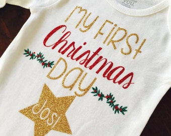 Baby Girl Christmas. First Christmas. Baby girl. Christmas bodysuit. My First Christmas. Baby girl bodysuit. Holiday Bodysuit.