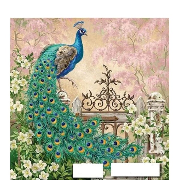 Peacock Bird Paper Napkins | Animal Paper Napkins | Two Paper Luncheon Decoupage Art Craft Napkins | Paper Napkins