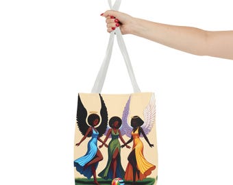 Angel Trio Tote Bag: Celestial Boho Chic Shoulder Bag