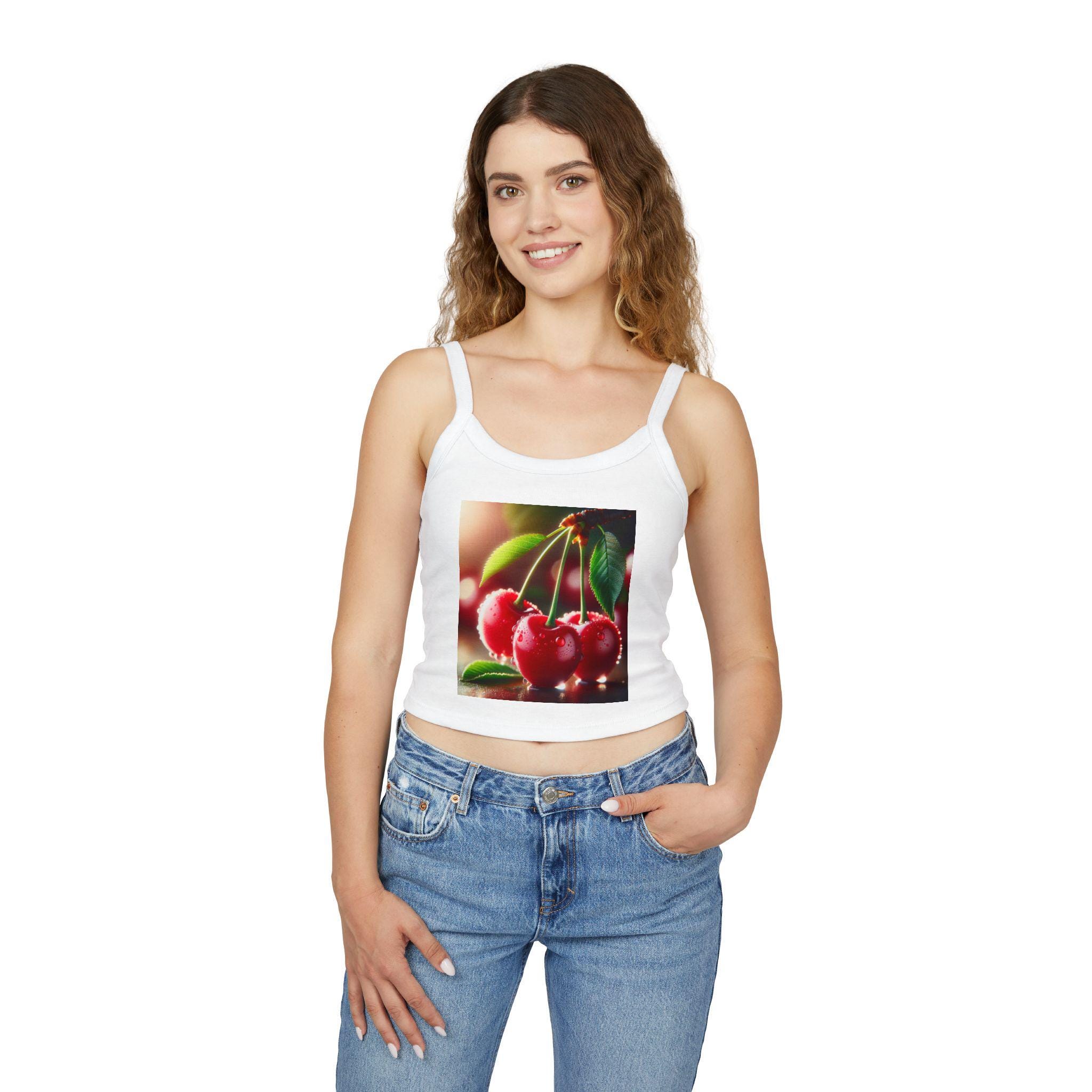 Cherry Blossom Vibe Women's Spaghetti Strap Tank Top, Summer