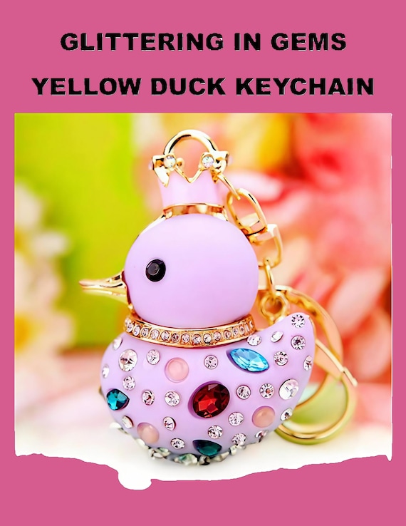 Rhinestone Duck Keychain: Blue-Yellow-Purple Blin… - image 1