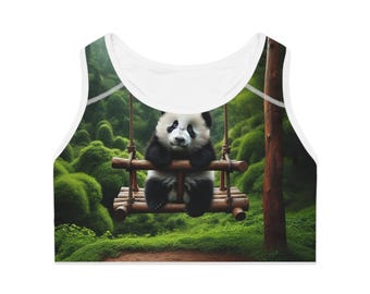 Cute Panda Sports Bra, Workout Top, Fitness Apparel, Animal Lover Gift, Gym Wear, Yoga Enthusiast, Cute Activewear