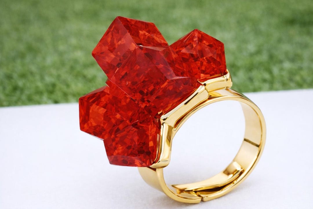 Crystal Statement Ring: Golden Finish, Minimalist Design - Etsy