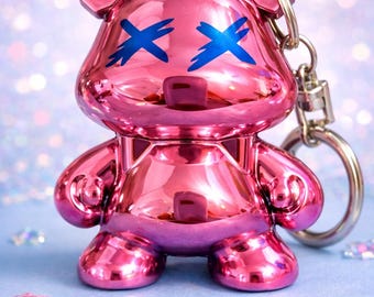 Encendedor con forma de oso - Cromo metálico rosa o lavanda / Arte coleccionable funcional / Regalo de bolsillo recargable