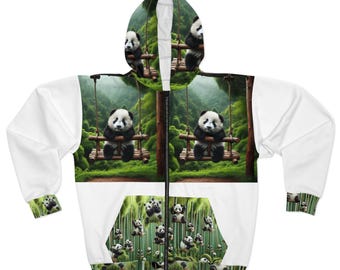 Panda Forest Zip Hoodie: Unisex Cozy Sweatshirt
