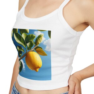 Citrus Vibes Women&#39;s Spaghetti Strap Tank Top, Summer Top, Fruit Graphic Tee, Casual Wear, Vacation Outfit, Gift Idea