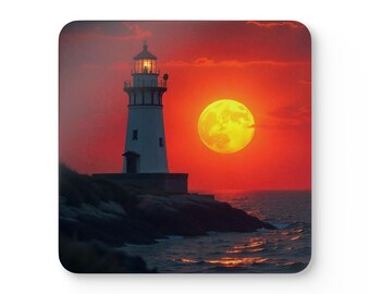 Küsten Leuchtturm Untersetzer Set: Nautische Strand Haus Dekoration
