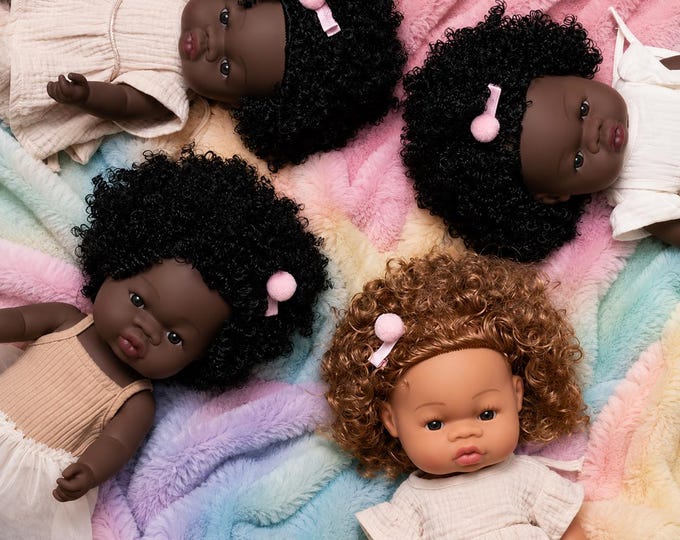 Featured listing image: Chocolate Reborn Baby Doll: 13" African American Doll, Curly Hair