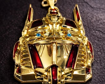 今すぐ購入 – トランスフォーマーネックレス（レッドゴールド/ブルーシルバー）|1.5インチ x 2インチ - 20インチペンダント|限定