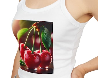 Funny Cherry Graphic Tank Top: Women's Summer Spaghetti Strap Cami