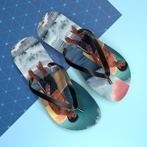 Beachy Summer Flip Flops, Summer Footwear, Vacation Sandals, Surfing Accessories, Fun Summer Gift