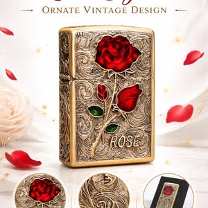Vintage Rose Kerosene Lighter Special (Rare Collectible) — Limited Qty (Only 4 Each Available!) afbeelding 7
