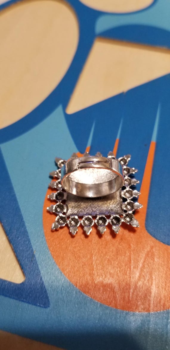 Renaissance-Style Silver Adjustable Ring – Square… - image 5