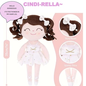 GLAMOROUS! ONLY x2 - Cindi-Rella Ballet Dancer Doll – 14x6” Plush Ballerina | Elegant Doll | Gift Collector for Dance Lovers Vintage Plush