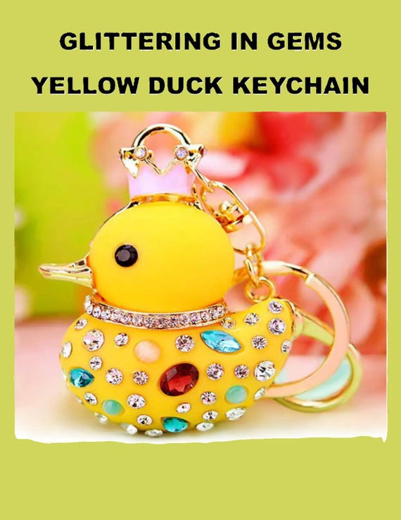 Rhinestone Duck Keychain: Blue-Yellow-Purple Blin… - image 3