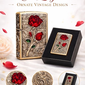 Vintage Rose Kerosene Lighter Special (Rare Collectible) — Limited Qty (Only 4 Each Available!) afbeelding 1