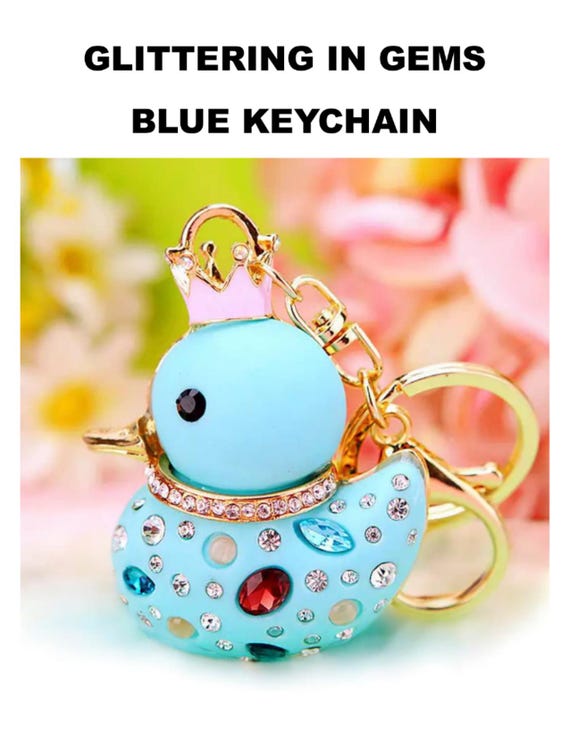 Rhinestone Duck Keychain: Blue-Yellow-Purple Blin… - image 2
