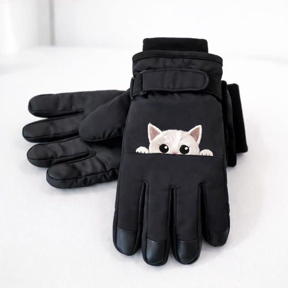 Winter Ski Gloves with Cat Design - Windproof Uni… - image 2