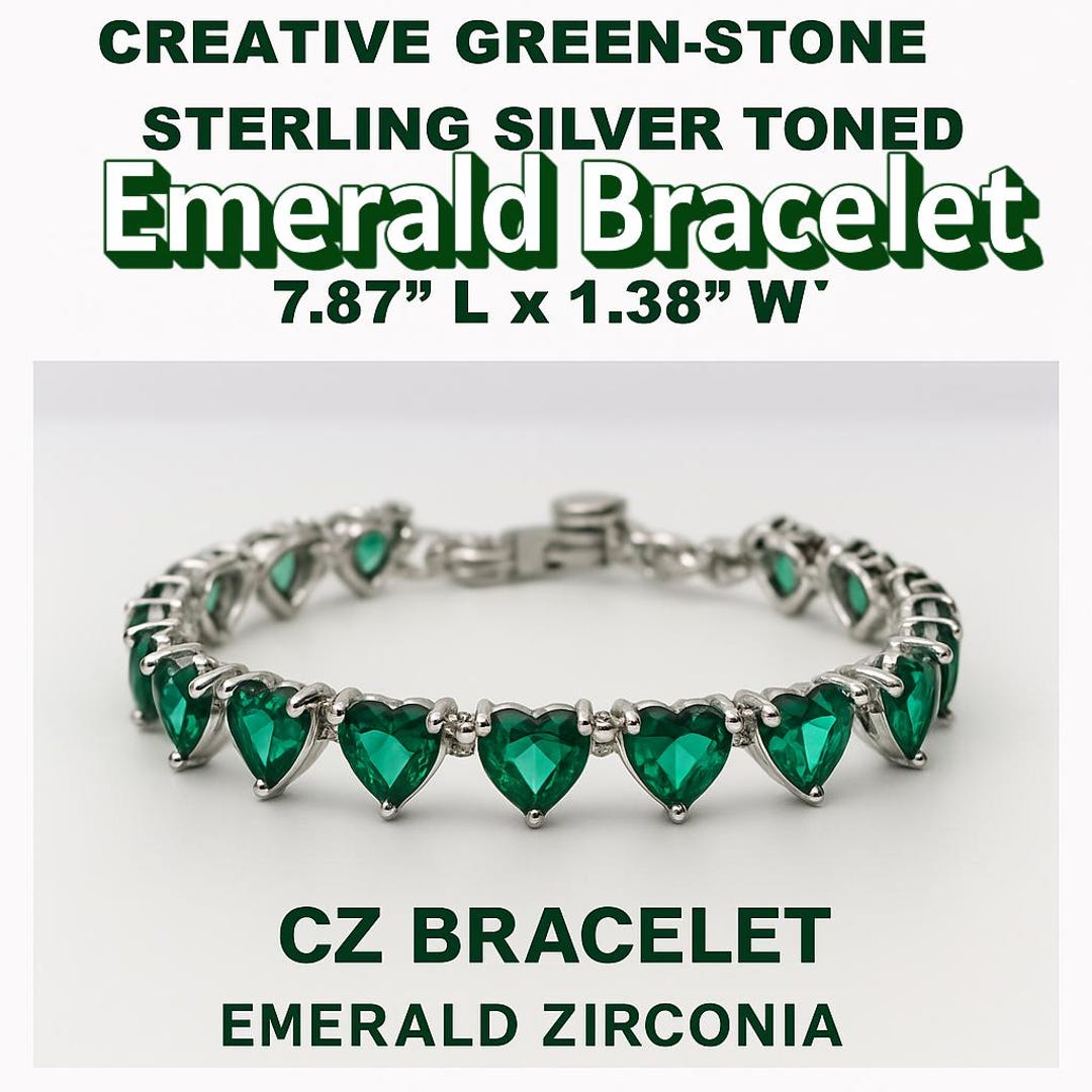 GET THESE Now! Sterling Silver CZ Bracelet: Large Emerald  display picture 3
