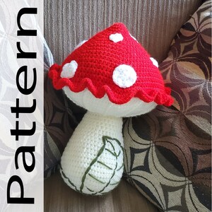 PATTERN ONLY - Not a Finished Product: Crochet Mushroom Pillow Pattern, digital PDF file download Toadstool Home Decor, Cottagecore Designs