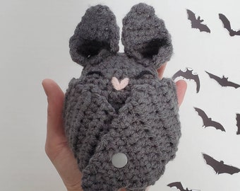 Bat Change Purse, Crochet Animal Coin Pouch