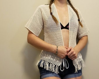 Crochet Net Bathing Suit Coverup, Cotton Bikini Coverup
